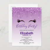 Stijlvolle roze en zwarte Eyelashes voor het uitdr Uitnodiging Briefkaart (Voorkant / Achterkant)