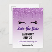 Stijlvolle roze en zwarte Eyelashes voor het uitdr Uitnodiging Briefkaart (Voorkant / Achterkant)