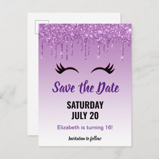 Stijlvolle roze en zwarte Eyelashes voor het uitdr Uitnodiging Briefkaart (Voorkant / Achterkant)