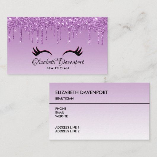 Stijlvolle roze en zwarte Eyelashes voor het uitdr Visitekaartje (Voorkant / Achterkant)