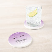 Stijlvolle roze en zwarte Eyelashes voor het uitdr Zandsteen Onderzetter (Zijkant)