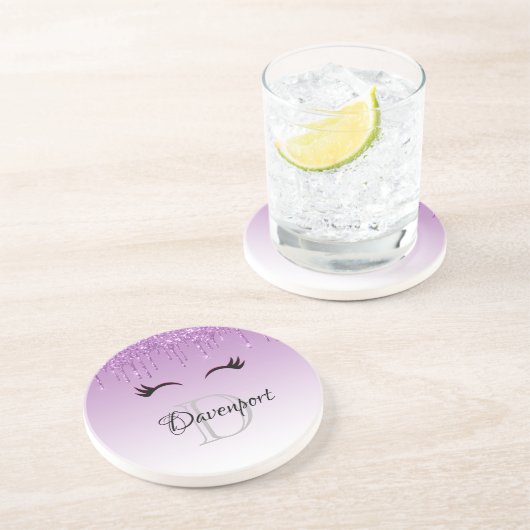 Stijlvolle roze en zwarte Eyelashes voor het uitdr Zandsteen Onderzetter (Zijkant)