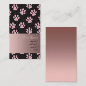 Stijlvolle roze en zwarte huisdier pootafdrukken p visitekaartje (Voorkant / Achterkant)
