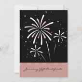 Stijlvolle roze en zwarte januari cadeaubon (Voorkant)