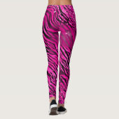 Stijlvolle roze en zwarte tijgerstrips leggings (Achterkant)