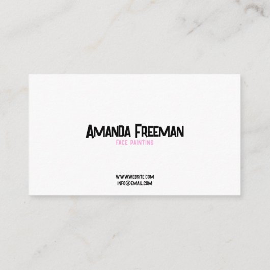 Stijlvolle Roze en Zwarte Verf Gezicht Schilderen Visitekaartje (Achterkant)