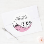Stijlvolle Roze en Zwarte Verpakkende Stickers (Envelop)