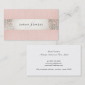 Stijlvolle roze FAUX Silver Sequin Monogram 2 Visitekaartje (Voorkant / Achterkant)