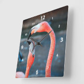 Stijlvolle roze flamingo beste vrienden foto moder vierkante klok (Hoek)