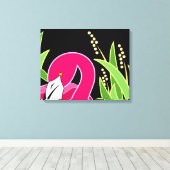 Stijlvolle roze flamingo canvas afdruk (Insitu (Houten vloer))