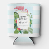 Stijlvolle roze flamingo en tropische bladeren blikjeskoeler (Voorkant)