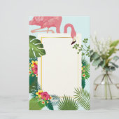 Stijlvolle roze flamingo en tropische bladeren briefpapier (Staand voorkant)