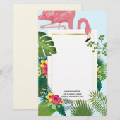 Stijlvolle roze flamingo en tropische bladeren briefpapier (Voorkant / Achterkant)