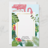 Stijlvolle roze flamingo en tropische bladeren briefpapier (Voorkant)