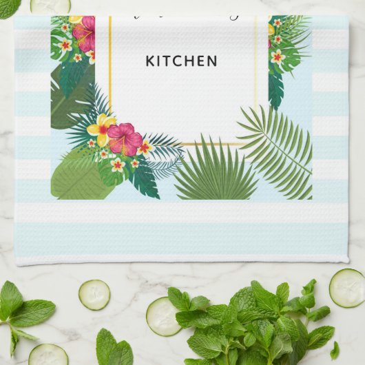 Stijlvolle roze flamingo en tropische bladeren keu theedoek (Gevouwen)