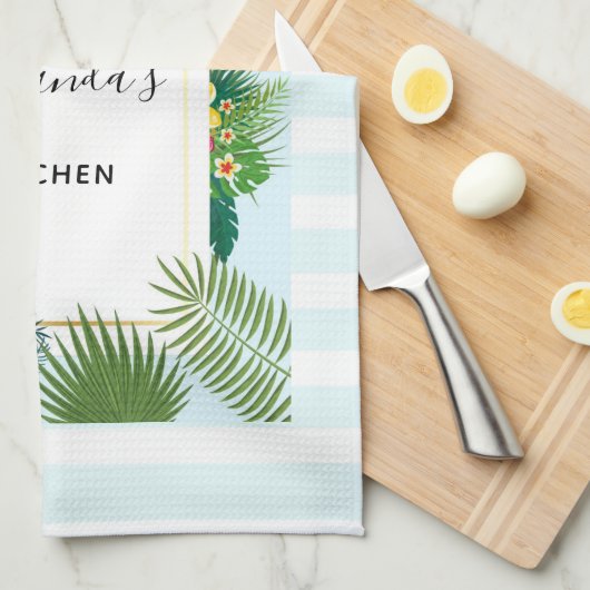 Stijlvolle roze flamingo en tropische bladeren keu theedoek (Quarter Fold)