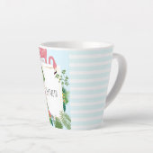 Stijlvolle roze flamingo en tropische bladeren latte mok (Rechterhoek)