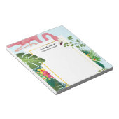 Stijlvolle roze flamingo en tropische bladeren notitieblok (Schuin)