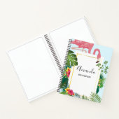 Stijlvolle roze flamingo en tropische bladeren notitieboek (Binnen)