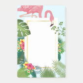 Stijlvolle roze flamingo en tropische bladeren post-it® notes (Voorkant)