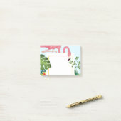 Stijlvolle roze flamingo en tropische bladeren post-it® notes (Op bureau)
