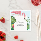 Stijlvolle roze flamingo en tropische bladeren servet (Insitu)