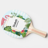 Stijlvolle roze flamingo en tropische bladeren tafeltennisbatje (Zijkant)