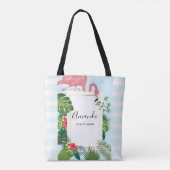Stijlvolle roze flamingo en tropische bladeren tote bag (Achterkant)