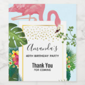 Stijlvolle roze flamingo en tropische bladeren van wijn etiket (Enkel label)