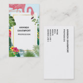 Stijlvolle roze flamingo en tropische bladeren visitekaartje (Voorkant / Achterkant)