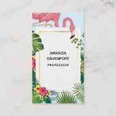 Stijlvolle roze flamingo en tropische bladeren visitekaartje (Voorkant)