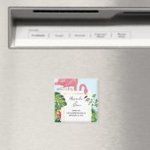 Stijlvolle roze flamingo en tropische bladeren Wed Magneet (Insitu (Vaatwasser))