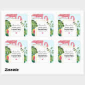 Stijlvolle roze flamingo en tropische vierkante St Vierkante Sticker (Vel)