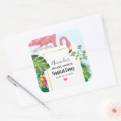 Stijlvolle roze flamingo en tropische vierkante St Vierkante Sticker (Envelop)