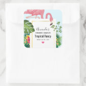 Stijlvolle roze flamingo en tropische vierkante St Vierkante Sticker (Tas)