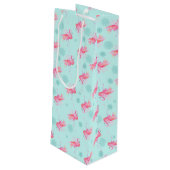 Stijlvolle roze flamingo kerstsneeuw Flake Wijn Cadeautas (Achterkant Gekanteld)