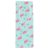Stijlvolle roze flamingo kerstsneeuw Flake Wijn Cadeautas (Voorkant)