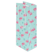 Stijlvolle roze flamingo kerstsneeuw Flake Wijn Cadeautas (Voorkant Gekanteld)