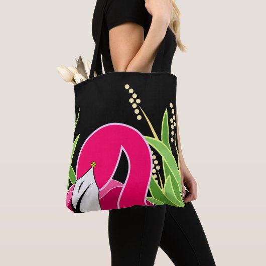 Stijlvolle roze flamingo tote bag (Dichtbij)