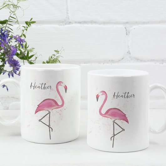 Stijlvolle roze flamingo Trendy Modern Calligrafie Koffiemok