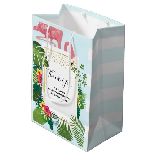 Stijlvolle roze flamingo tropisch dank u medium cadeauzakje (Achterkant Gekanteld)