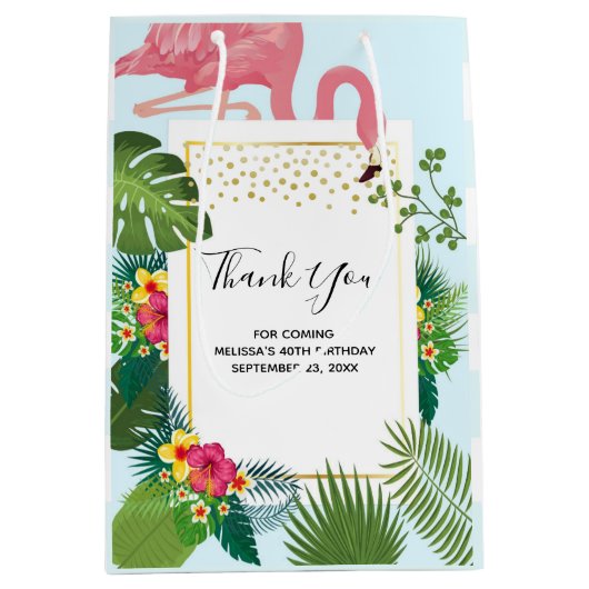 Stijlvolle roze flamingo tropisch dank u medium cadeauzakje (Voorkant)