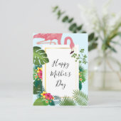 Stijlvolle roze flamingo tropisch thema Moederdag Briefkaart (Staand voorkant)