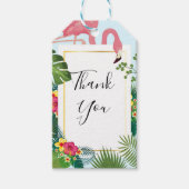Stijlvolle roze flamingo & tropische lederen Dank  Cadeaulabel (Voorkant)