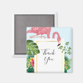 Stijlvolle roze flamingo & tropische lederen Dank  Magneet (Voorkant / Achterkant)