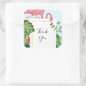 Stijlvolle roze flamingo & tropische lederen Dank  Vierkante Sticker (Tas)