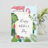 Stijlvolle roze flamingo tropische Moederdag Holid Feestdagenkaart (Staand voorkant)