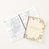 Stijlvolle roze Floral, grote aangepaste naam Reci Notitieboek (Binnen)