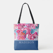 Stijlvolle roze Floral Pattern Grafische gepersona Tote Bag (Achterkant)