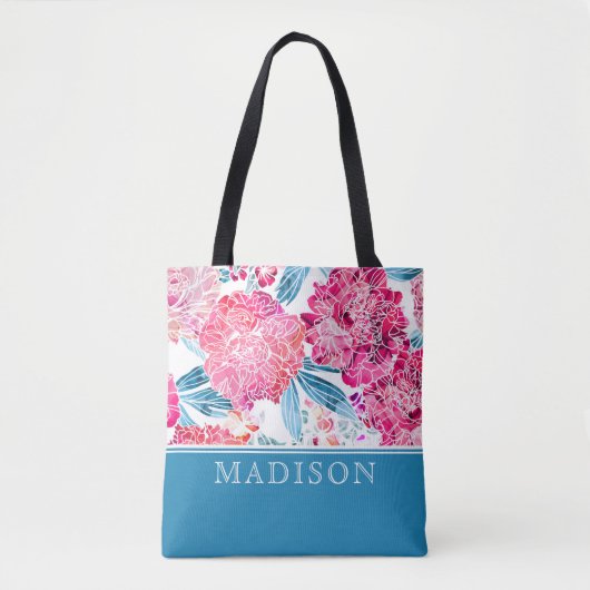 Stijlvolle roze Floral Pattern Grafische gepersona Tote Bag (Voorkant)